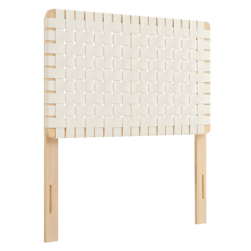 Sparta Weave Vegan Leather Twin Headboard - Natural Beige