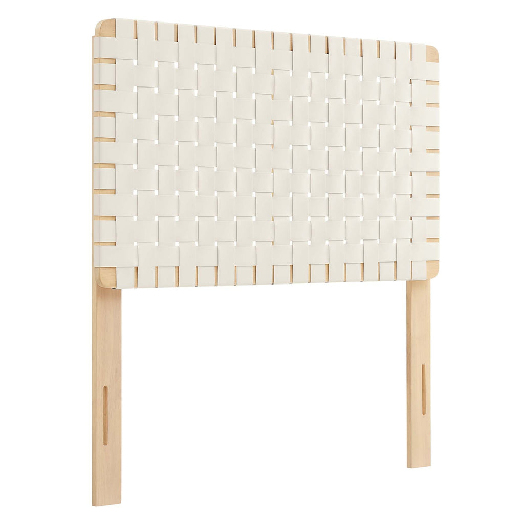 Sparta Weave Vegan Leather Headboard - Natural Beige — Natural Beige Twin