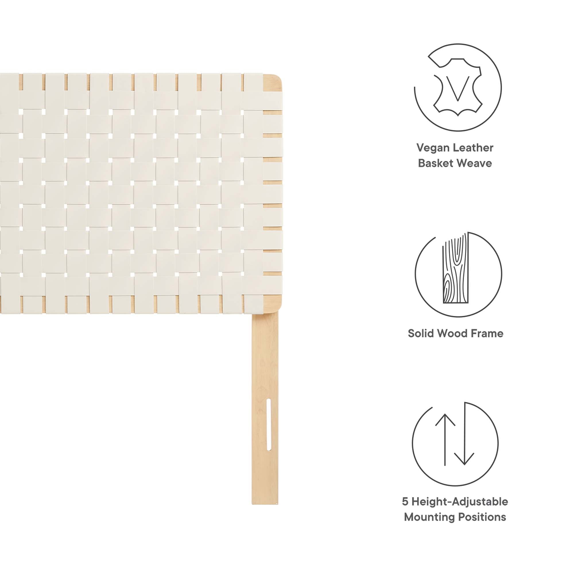 Sparta Weave Vegan Leather Twin Headboard - Natural Beige