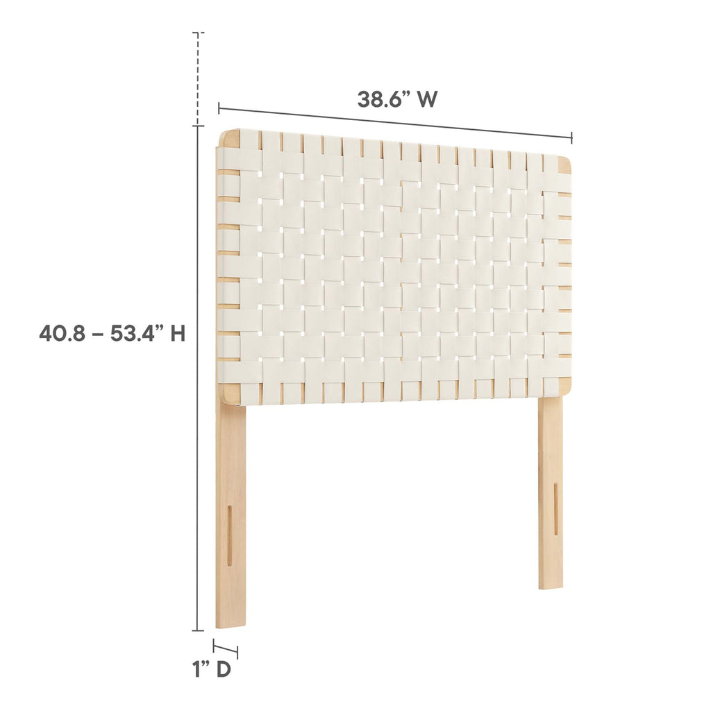 Sparta Weave Vegan Leather Twin Headboard - Natural Beige
