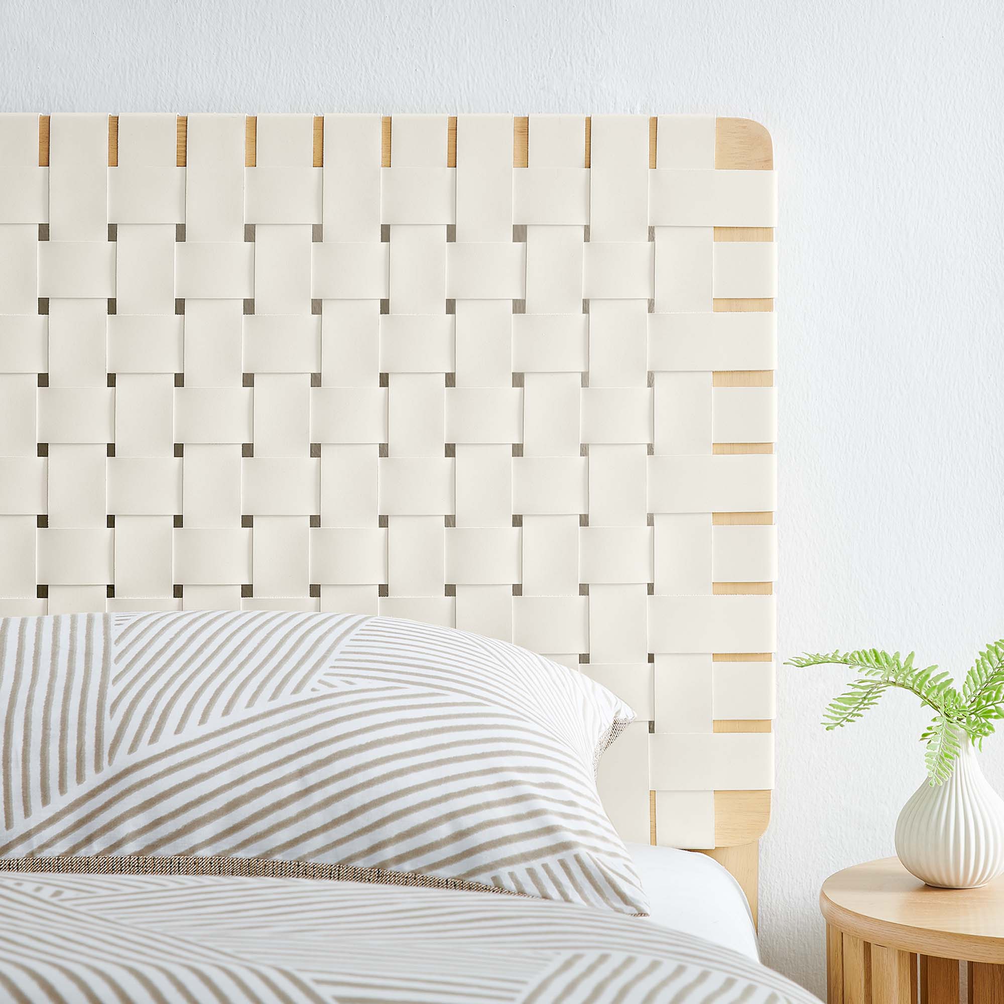 Sparta Weave Vegan Leather Twin Headboard - Natural Beige