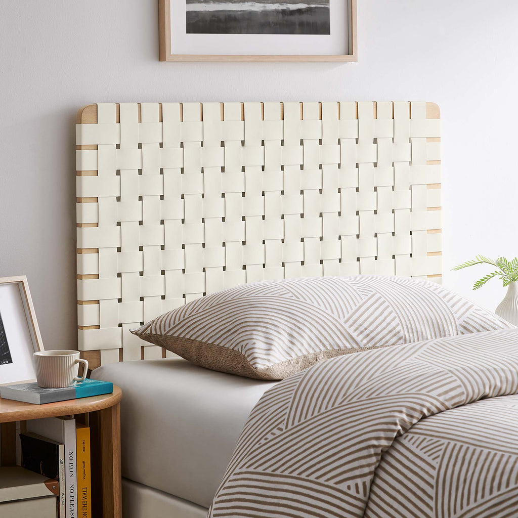 Sparta Weave Vegan Leather Twin Headboard - Natural Beige