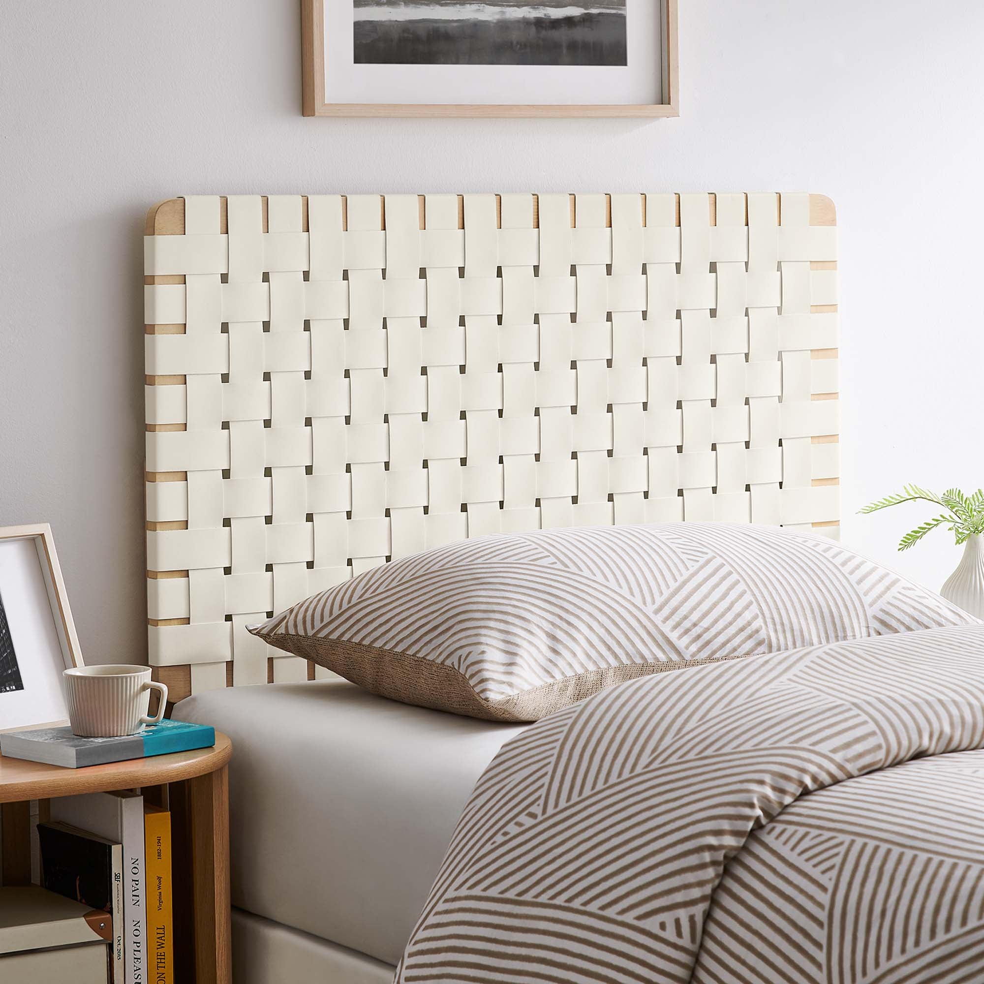 Sparta Weave Vegan Leather Twin Headboard - Natural Beige