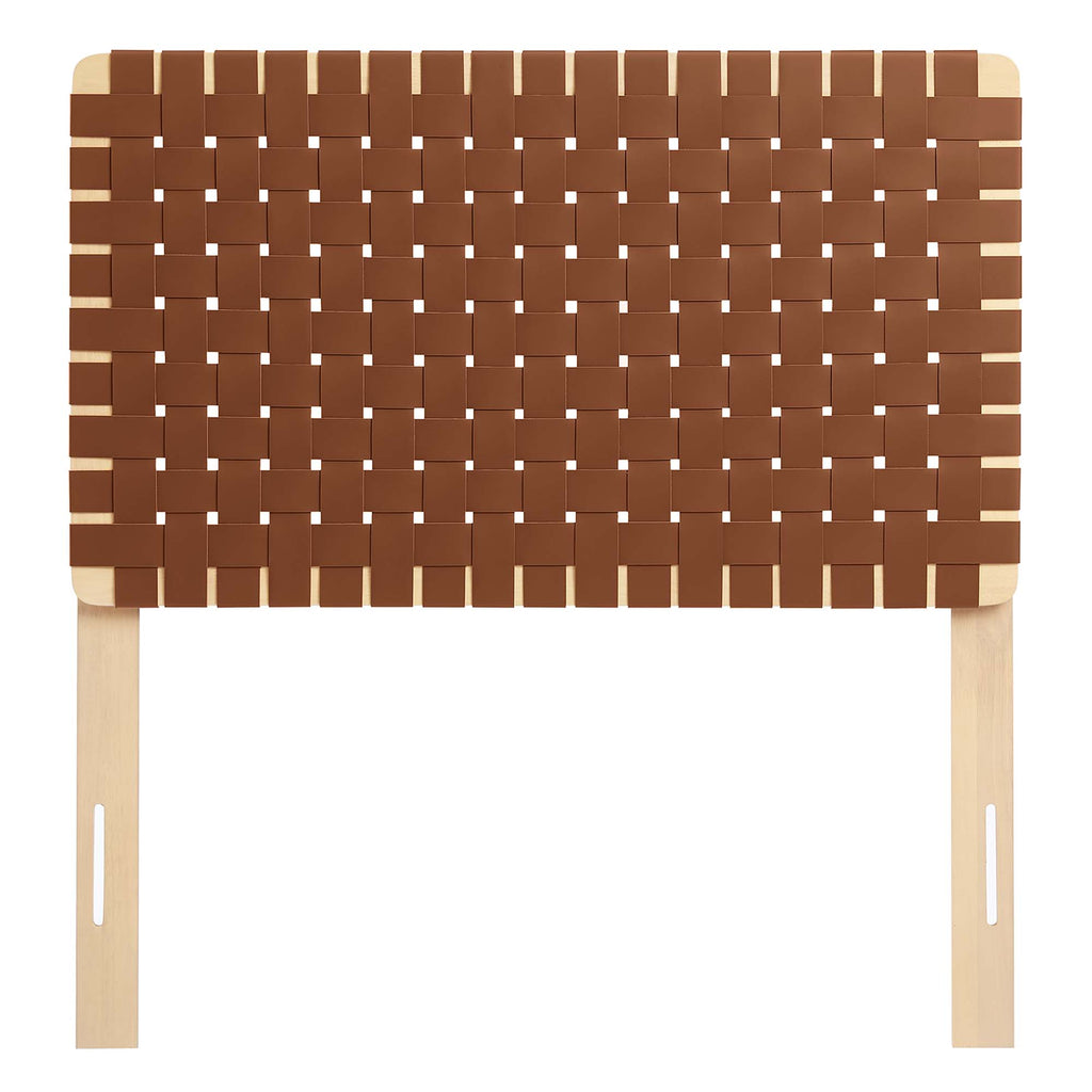 Sparta Weave Vegan Leather Twin Headboard - Natural Brown