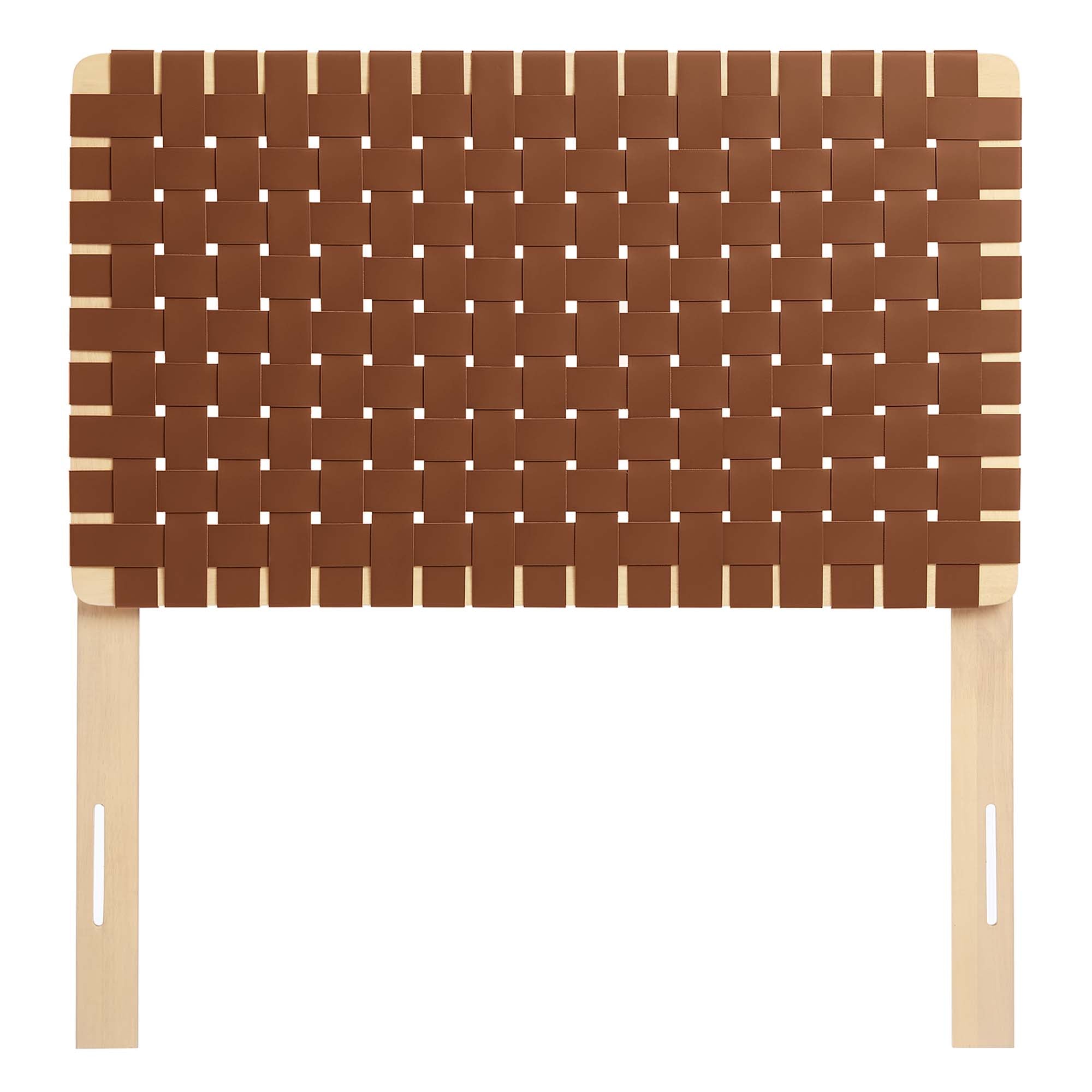 Sparta Weave Vegan Leather Twin Headboard - Natural Brown