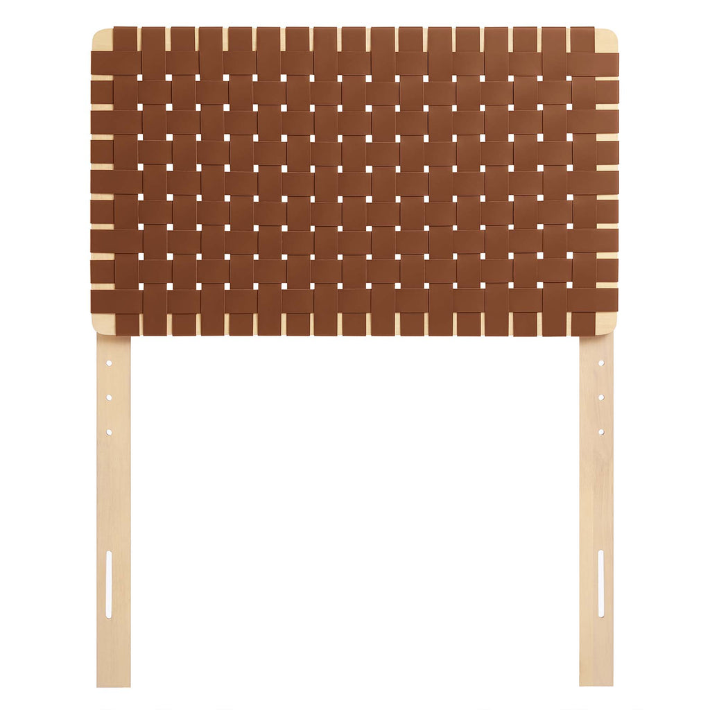 Sparta Weave Vegan Leather Twin Headboard - Natural Brown