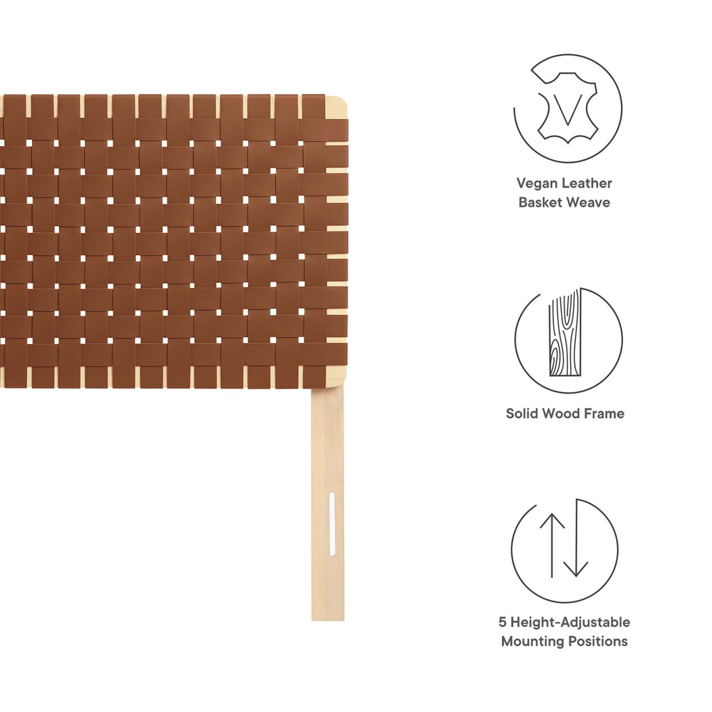 Sparta Weave Vegan Leather Twin Headboard - Natural Brown