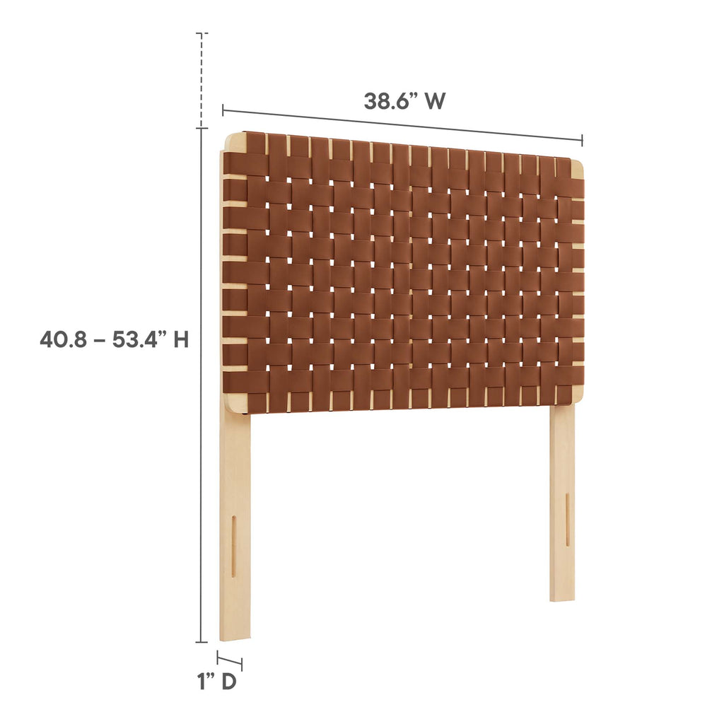 Sparta Weave Vegan Leather Twin Headboard - Natural Brown