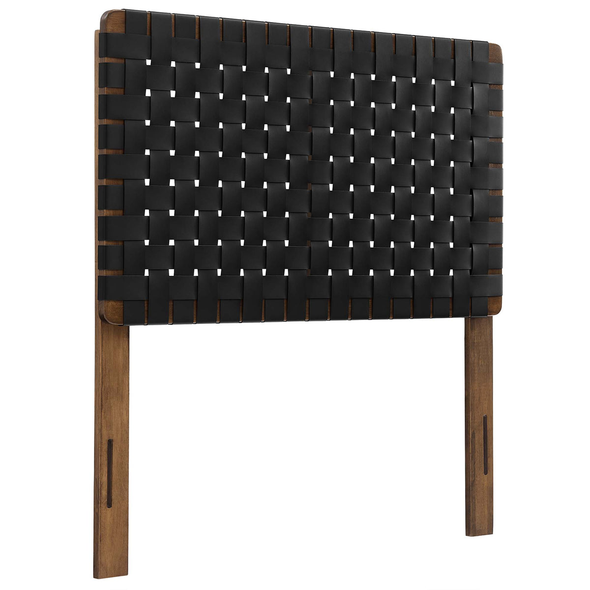 Sparta Weave Vegan Leather Twin Headboard - Walnut Black