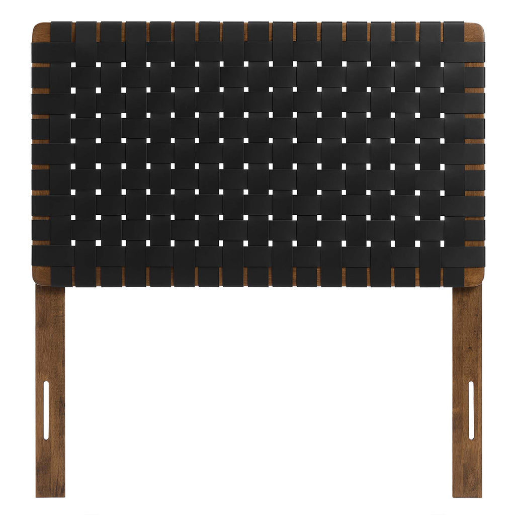 Sparta Weave Vegan Leather Twin Headboard - Walnut Black