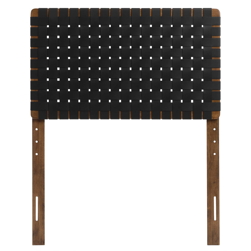 Sparta Weave Vegan Leather Twin Headboard - Walnut Black