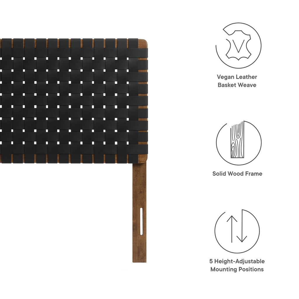 Sparta Weave Vegan Leather Twin Headboard - Walnut Black
