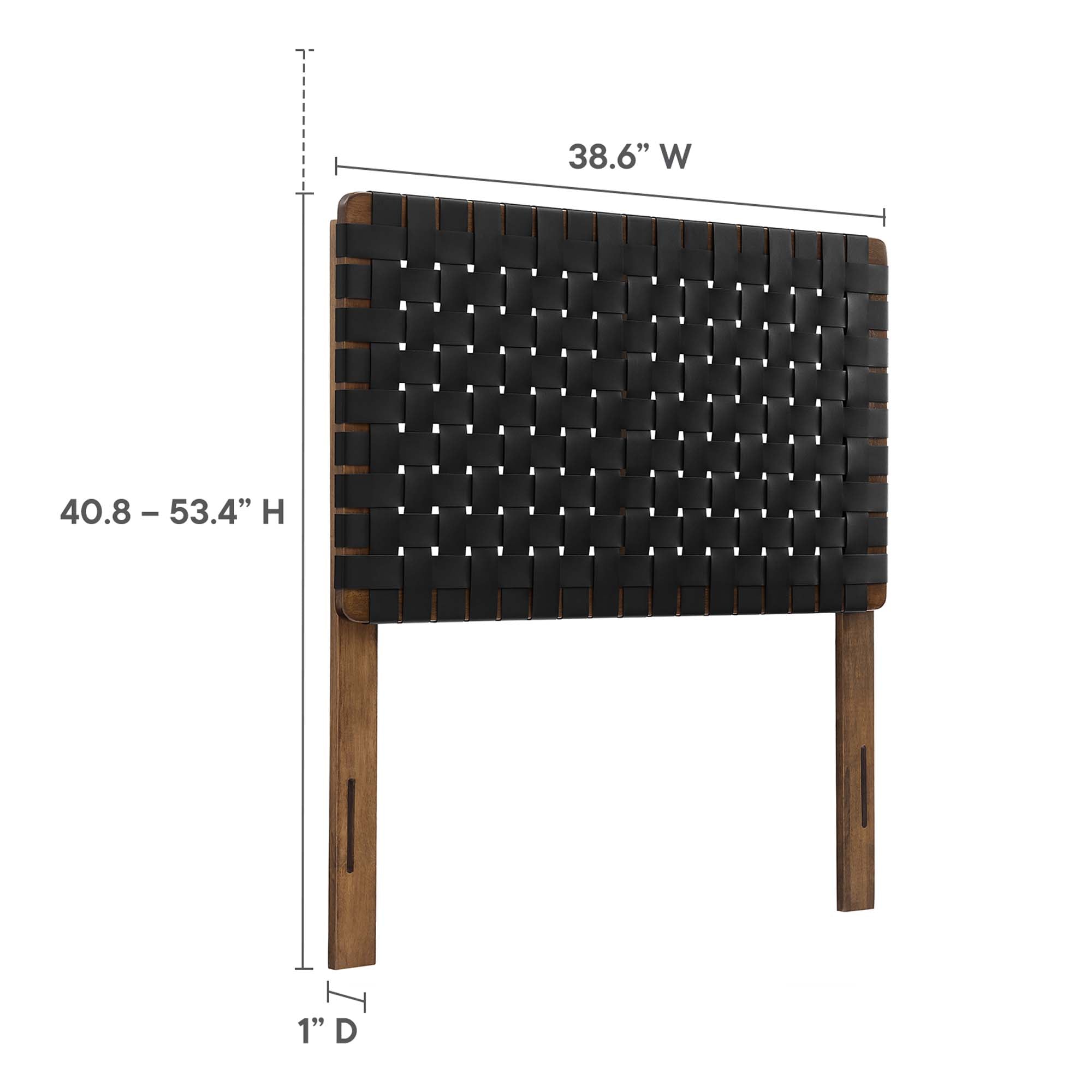Sparta Weave Vegan Leather Twin Headboard - Walnut Black
