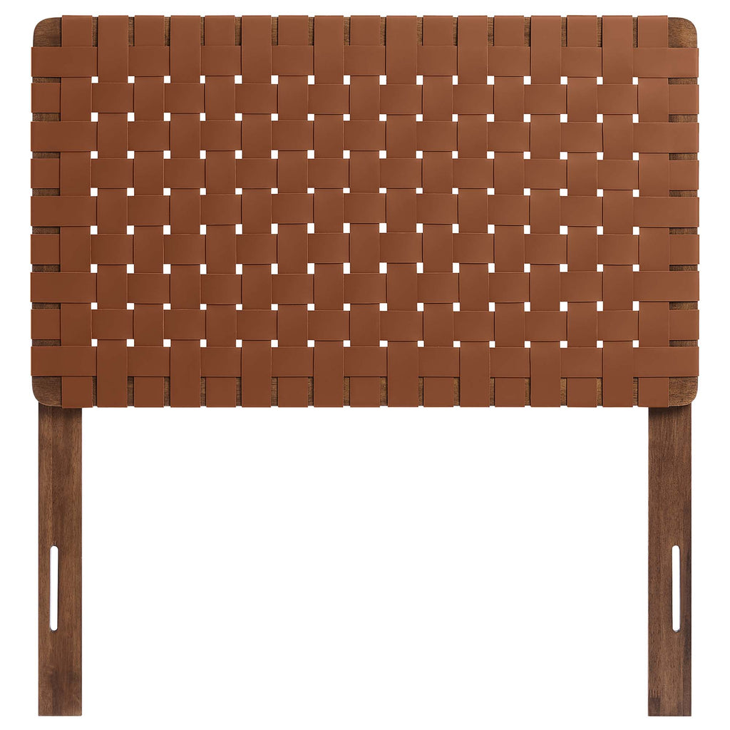 Sparta Weave Vegan Leather Twin Headboard - Walnut Brown