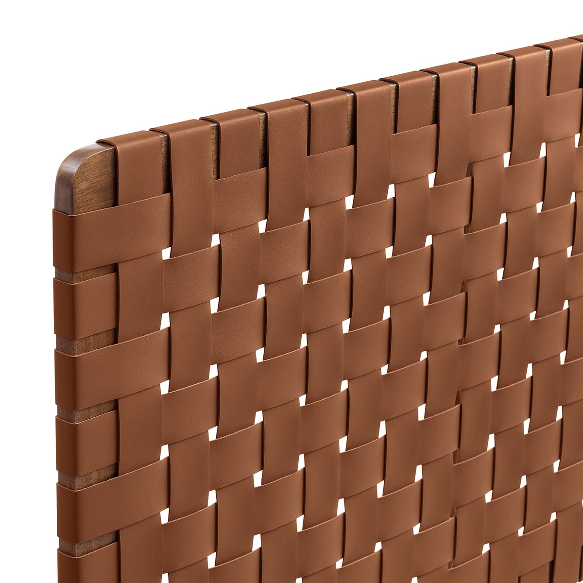 Sparta Weave Vegan Leather Twin Headboard - Walnut Brown