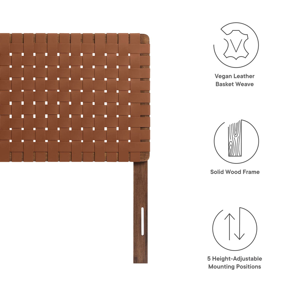 Sparta Weave Vegan Leather Twin Headboard - Walnut Brown