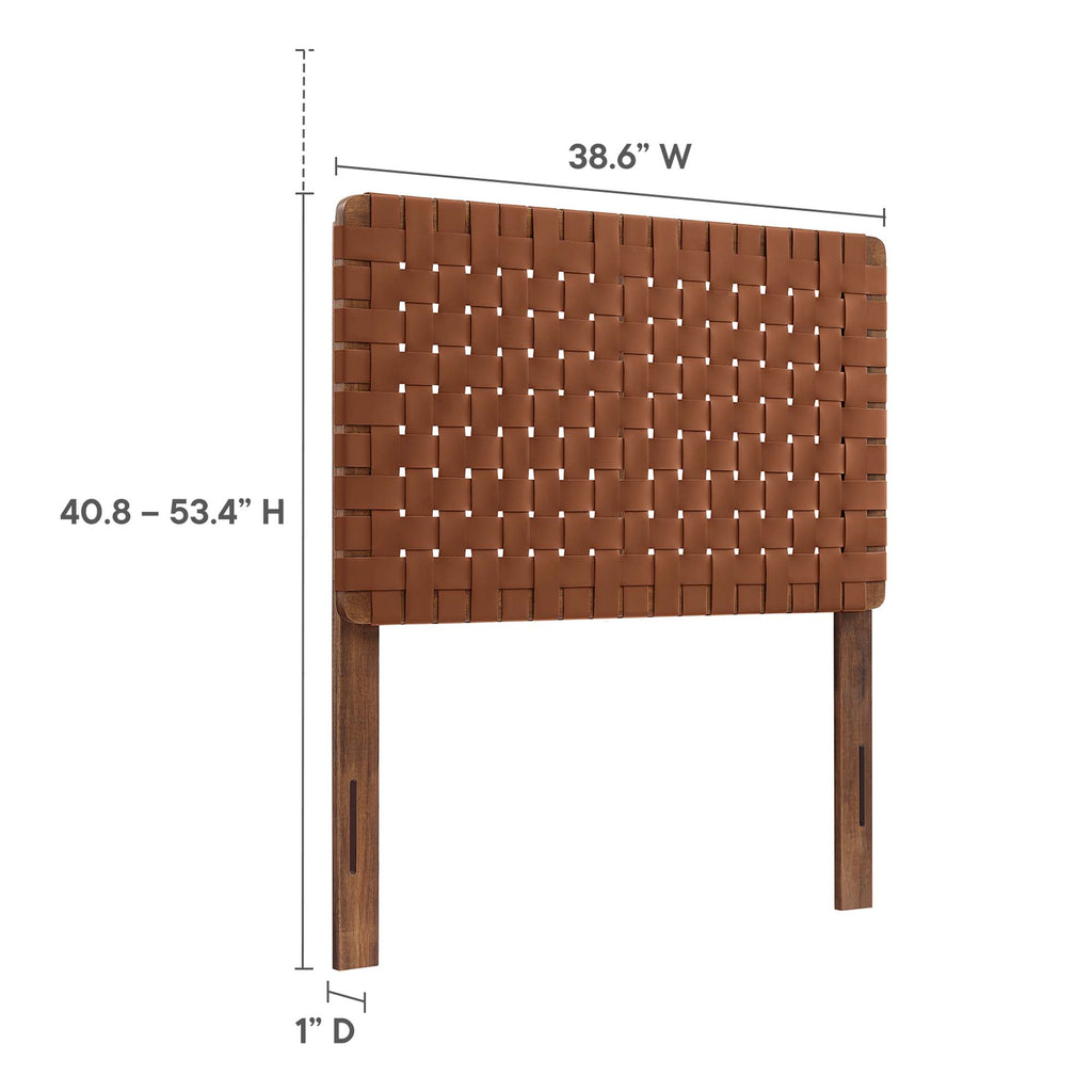 Sparta Weave Vegan Leather Twin Headboard - Walnut Brown