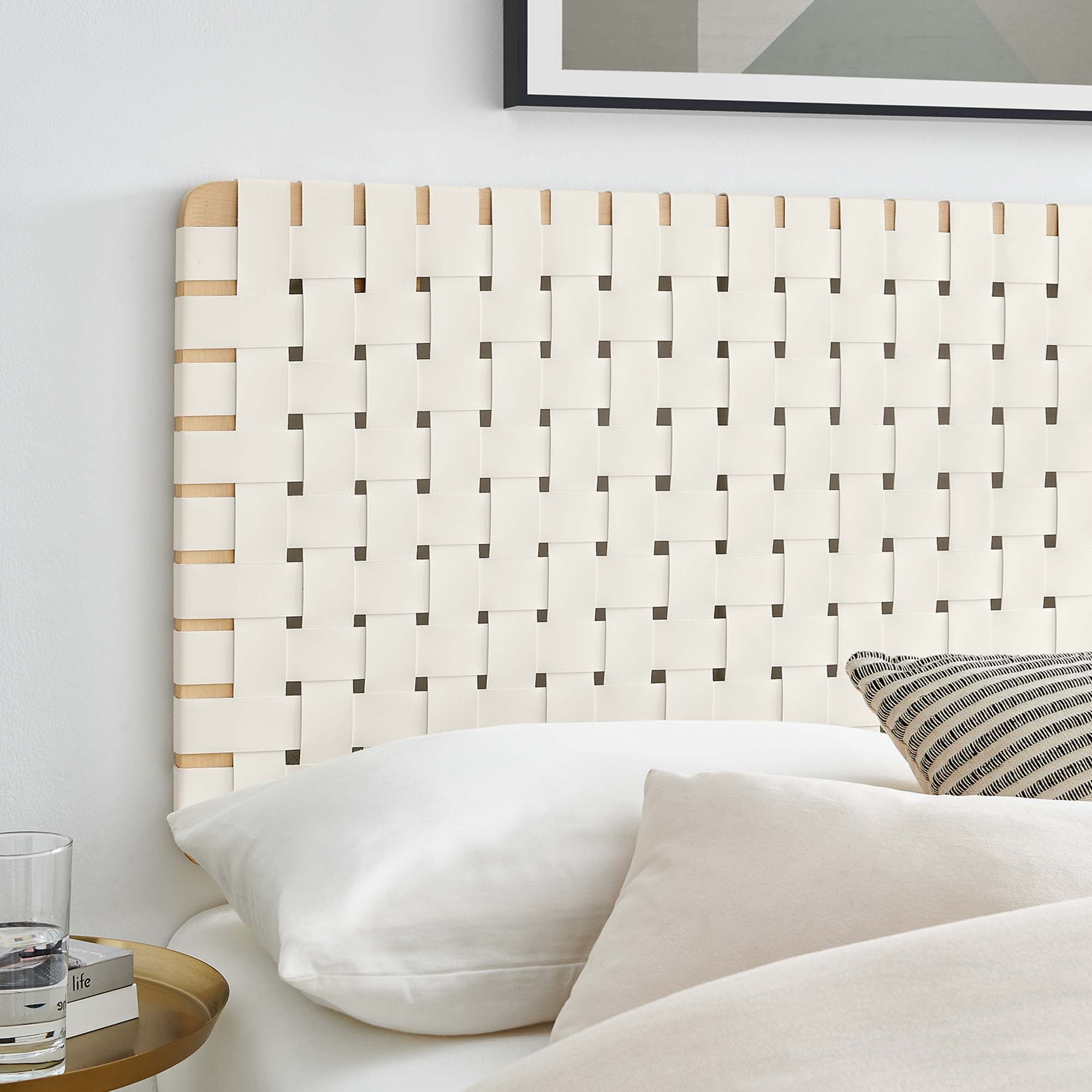 Sparta Weave Vegan Leather Full Headboard - Natural Beige (MOD-7122-NAT-BEI)