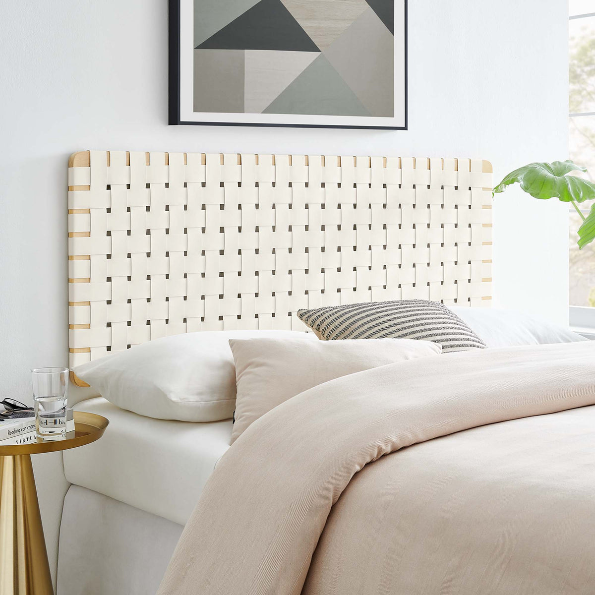 Sparta Weave Vegan Leather Full Headboard - Natural Beige (MOD-7122-NAT-BEI)