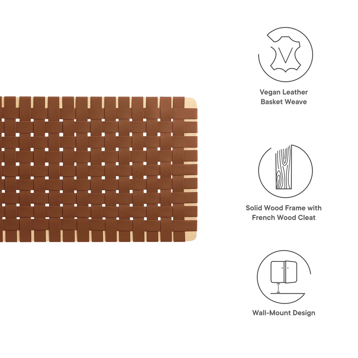 Sparta Weave Vegan Leather Full Headboard - Natural Brown (MOD-7122-NAT-BRN)