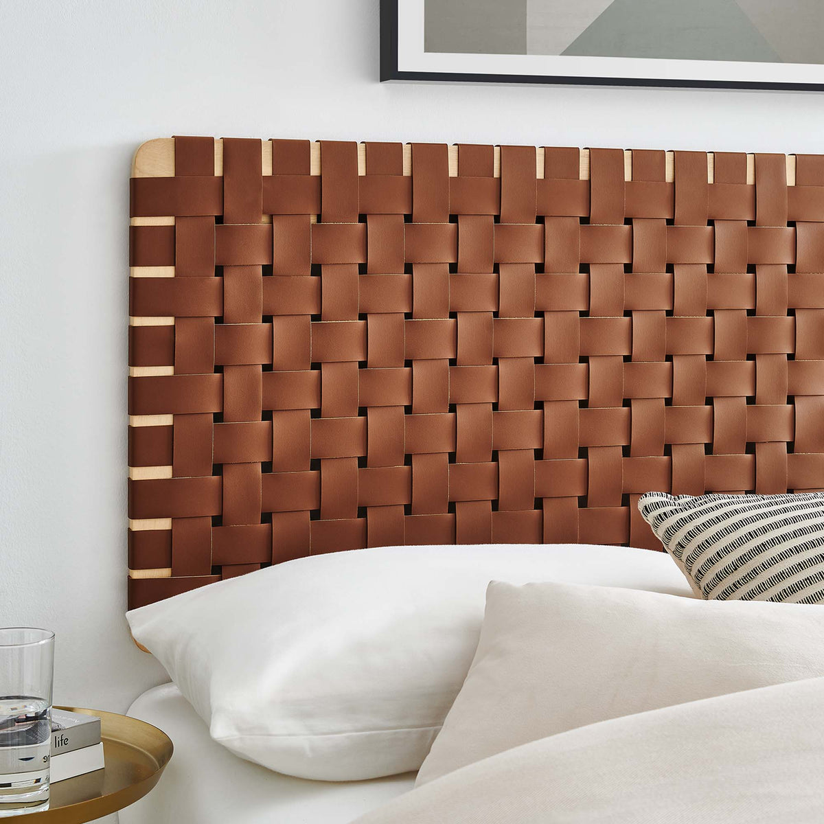 Sparta Weave Vegan Leather Full Headboard - Natural Brown (MOD-7122-NAT-BRN)