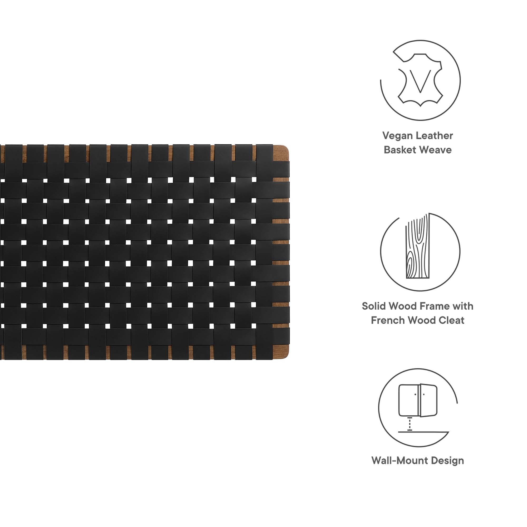 Sparta Weave Vegan Leather Full Headboard - Walnut Black (MOD-7122-WAL-BLK)