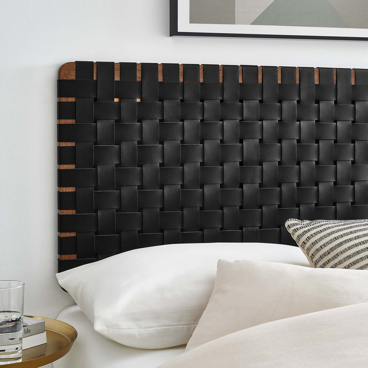Sparta Weave Vegan Leather Full Headboard - Walnut Black (MOD-7122-WAL-BLK)