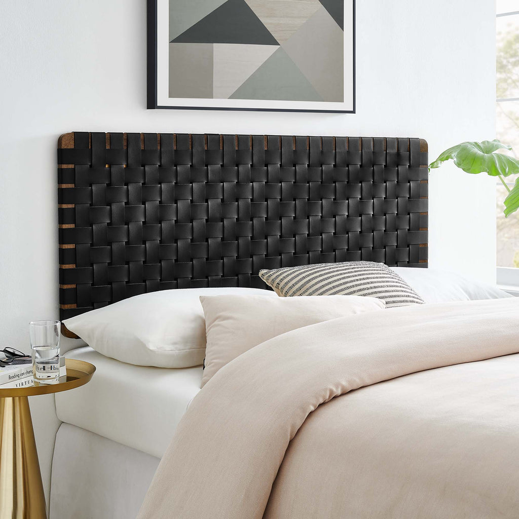 Sparta Weave Vegan Leather Full Headboard - Walnut Black (MOD-7122-WAL-BLK)