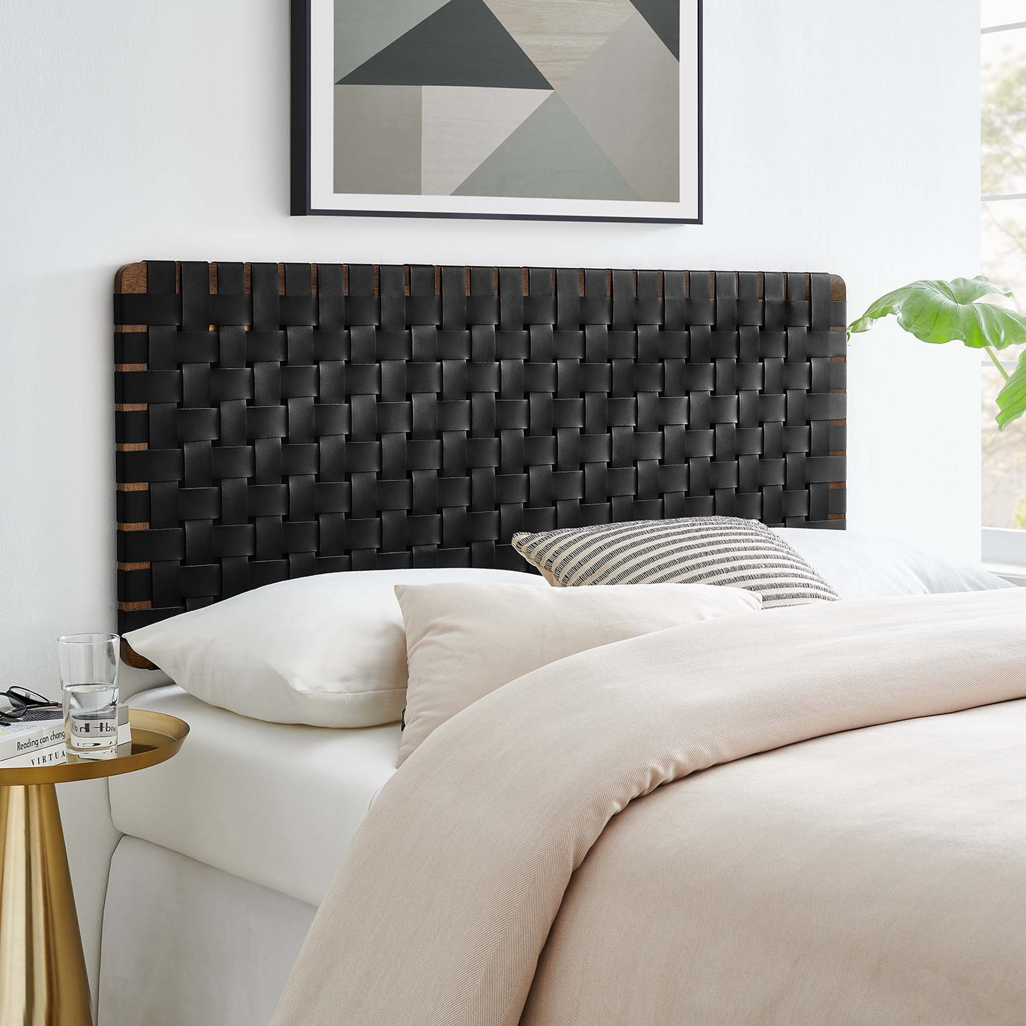Sparta Weave Vegan Leather Full Headboard - Walnut Black (MOD-7122-WAL-BLK)