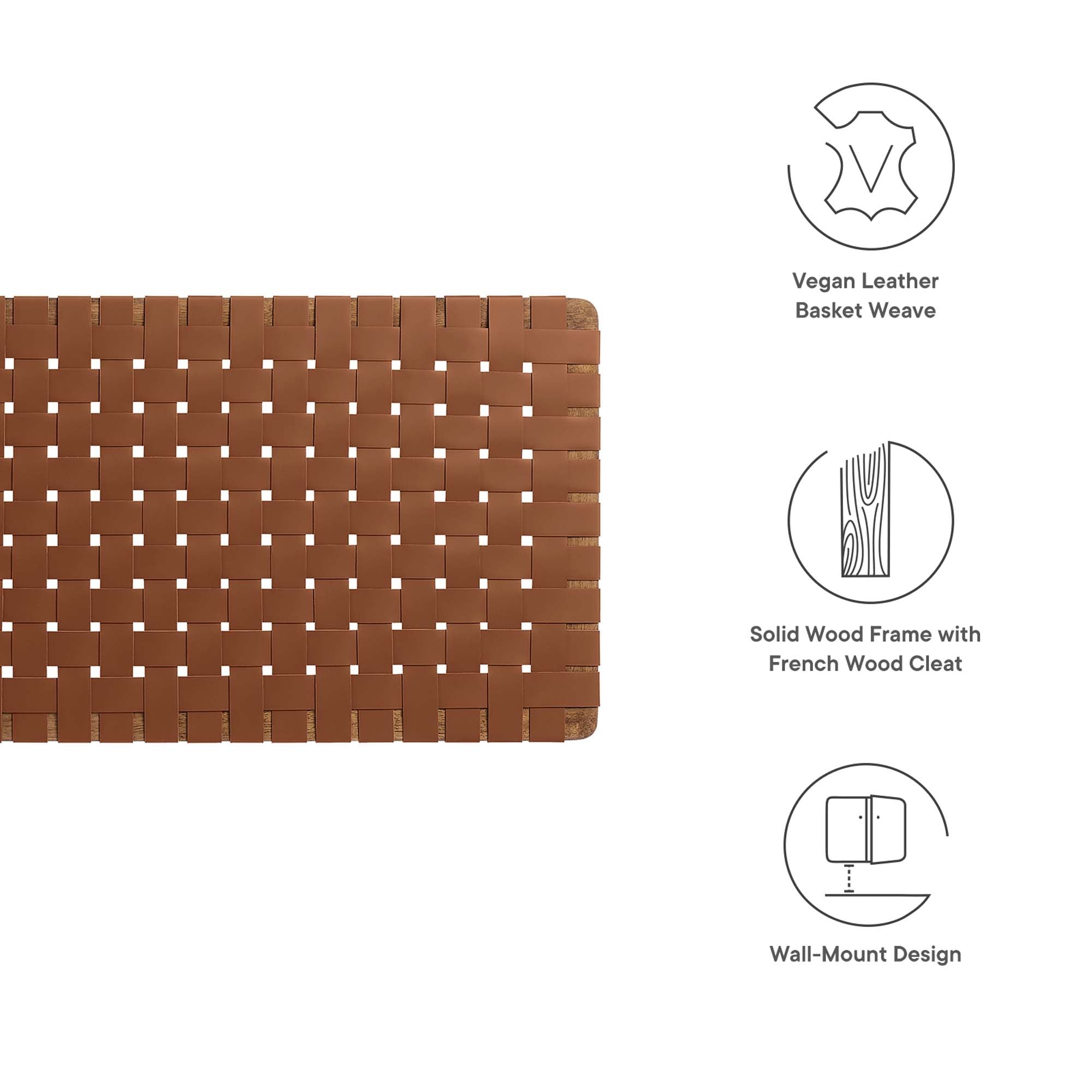 Sparta Weave Vegan Leather Full Headboard - Walnut Brown (MOD-7122-WAL-BRN)