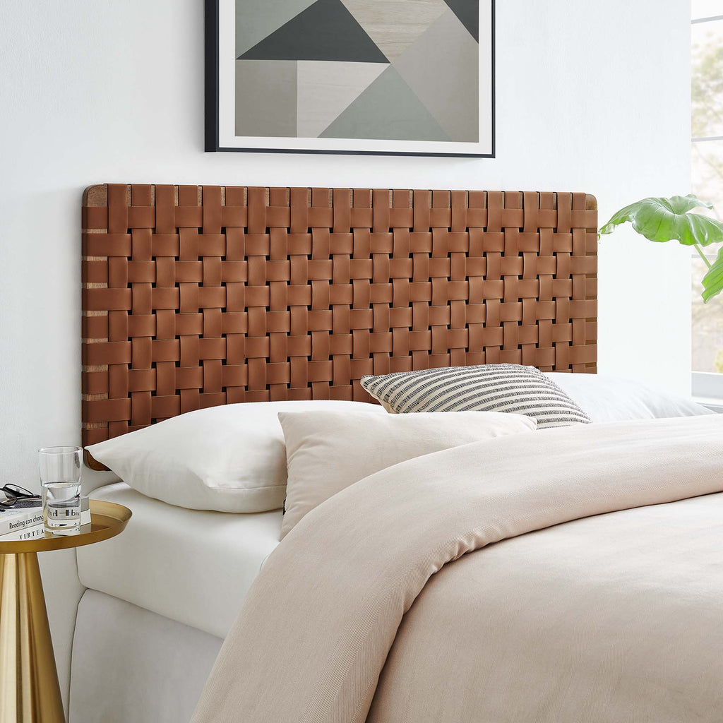 Sparta Weave Vegan Leather Full Headboard - Walnut Brown (MOD-7122-WAL-BRN)