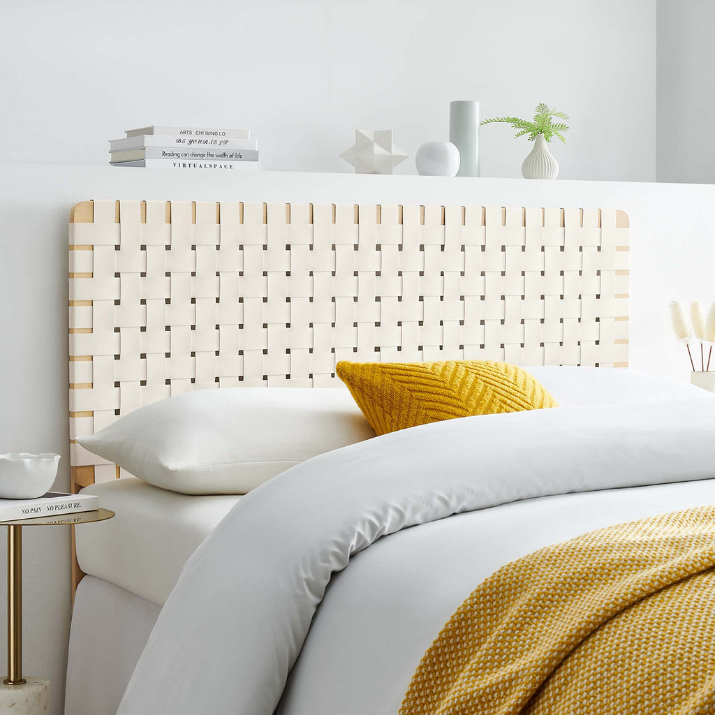 Sparta Weave Vegan Leather Full Headboard - Natural Beige (MOD-7123-NAT-BEI)