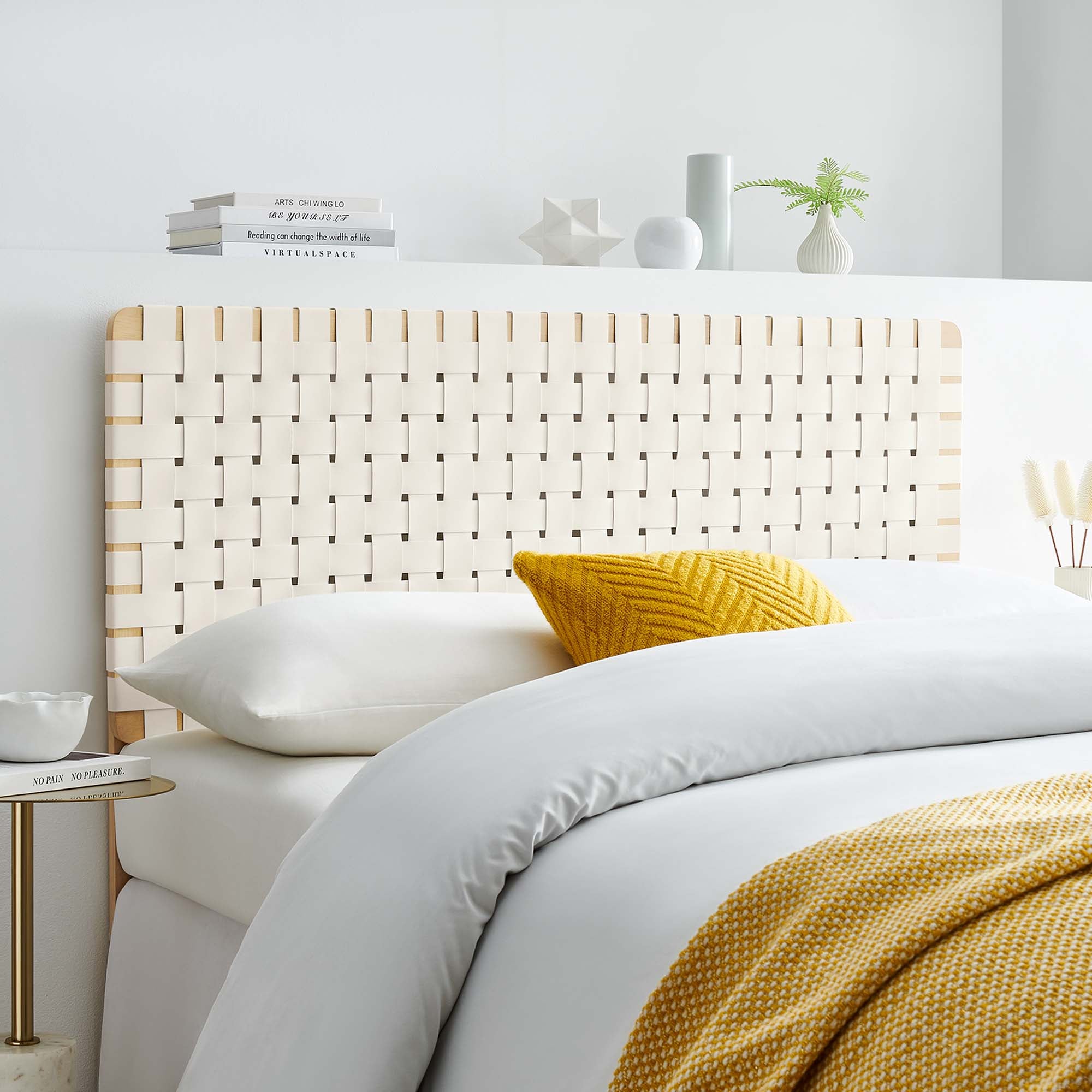 Sparta Weave Vegan Leather Full Headboard - Natural Beige (MOD-7123-NAT-BEI)