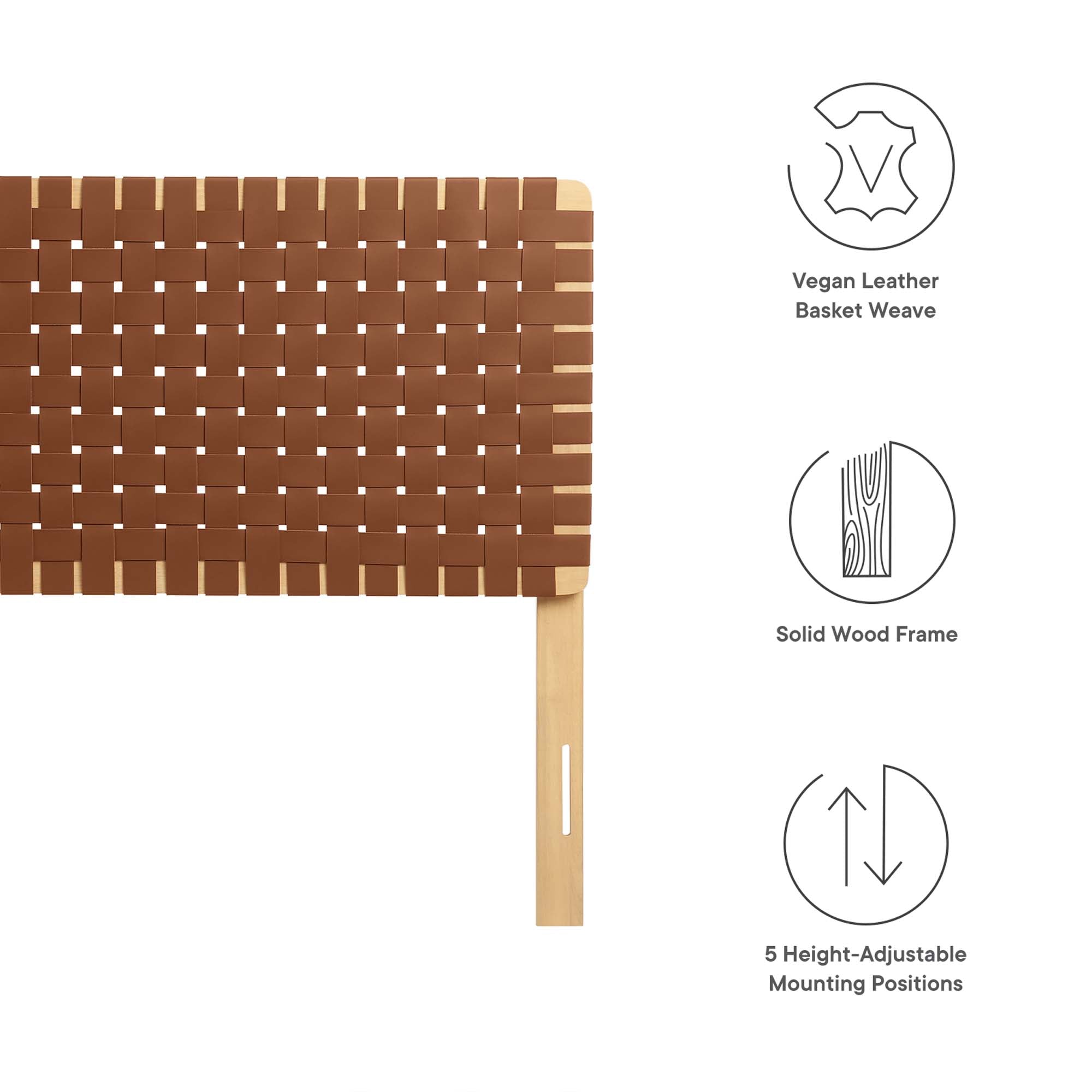 Sparta Weave Vegan Leather Full Headboard - Natural Brown (MOD-7123-NAT-BRN)