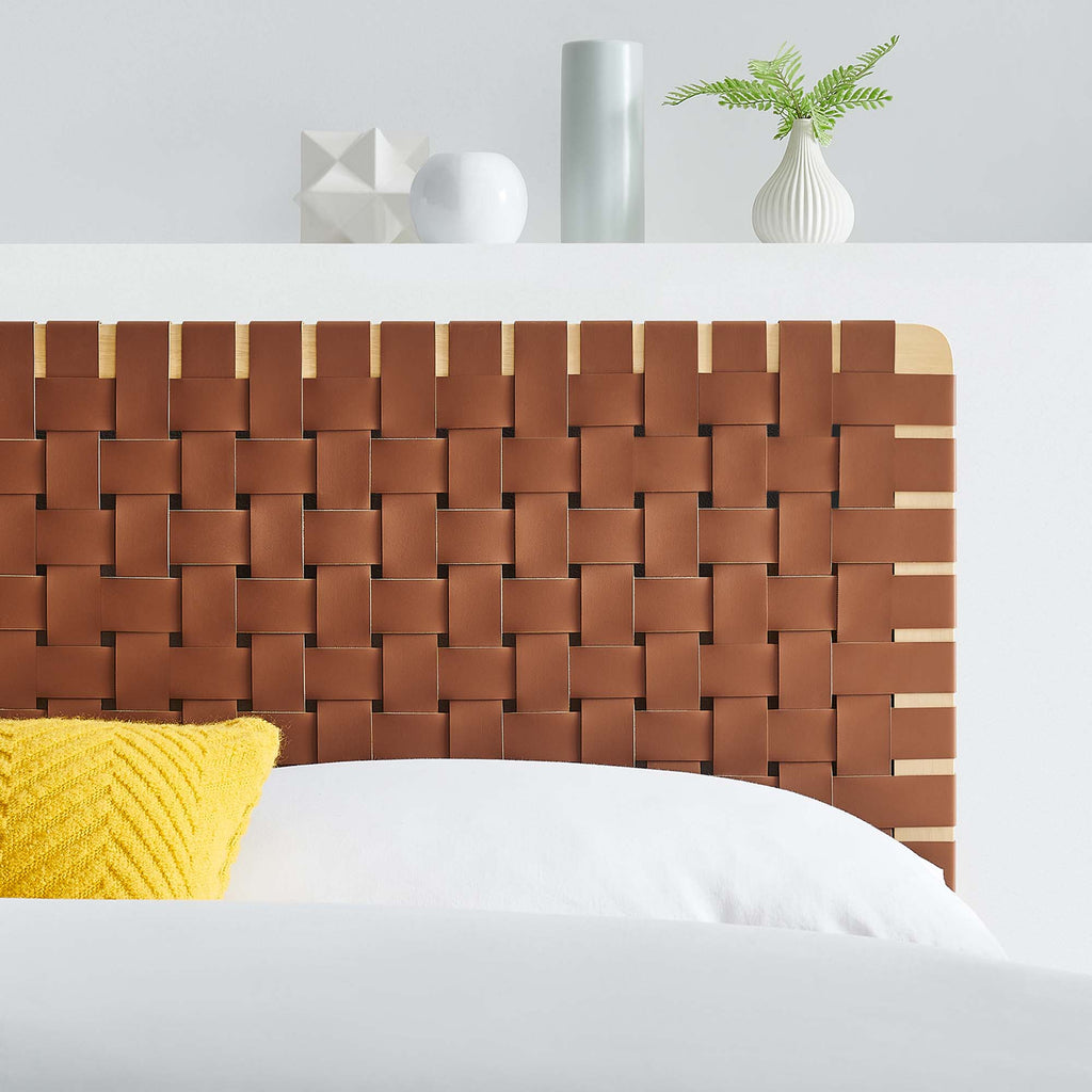Sparta Weave Vegan Leather Full Headboard - Natural Brown (MOD-7123-NAT-BRN)