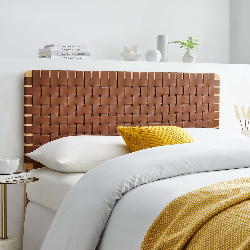 Sparta Weave Vegan Leather Full Headboard - Natural Brown (MOD-7123-NAT-BRN)