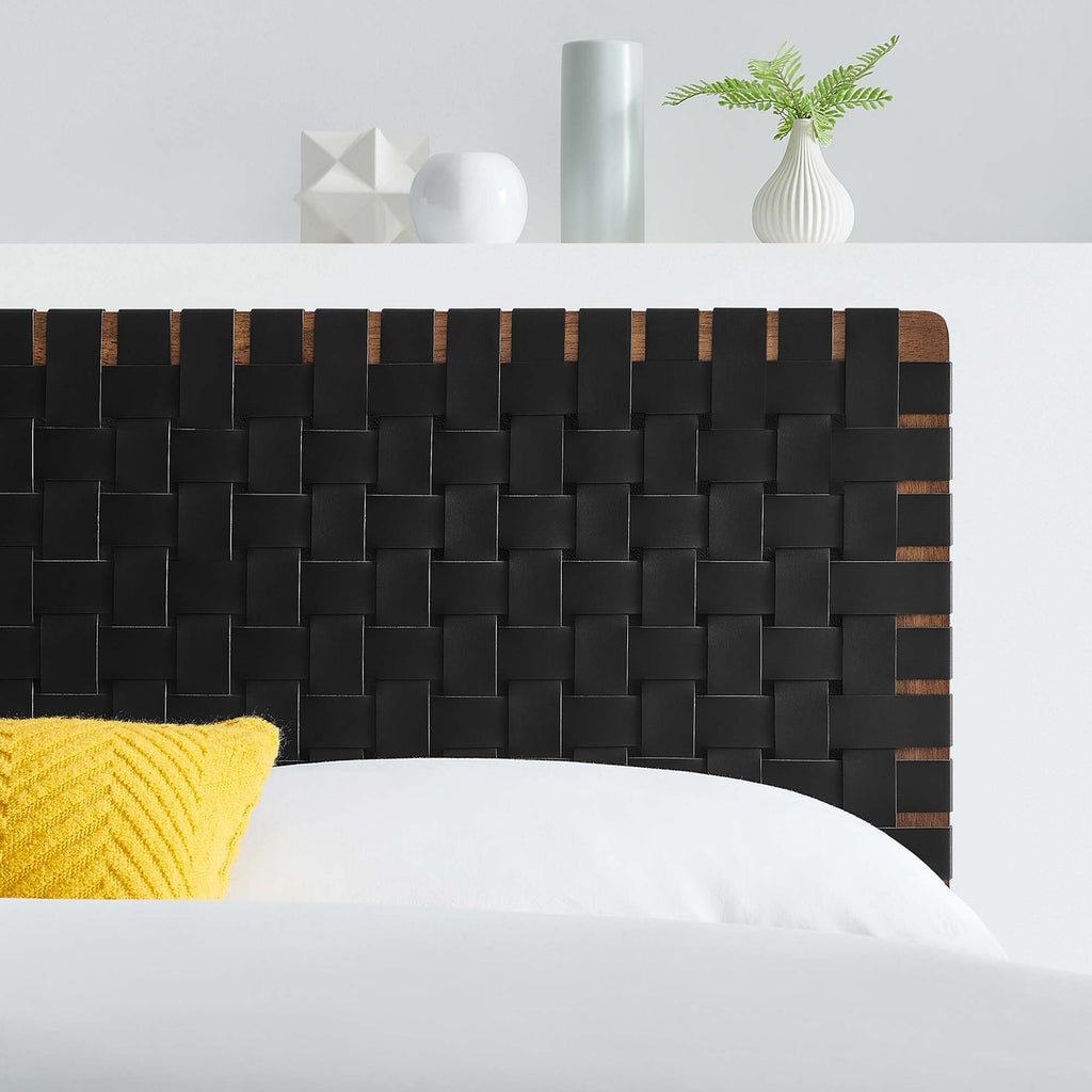 Sparta Weave Vegan Leather Full Headboard - Walnut Black (MOD-7123-WAL-BLK)
