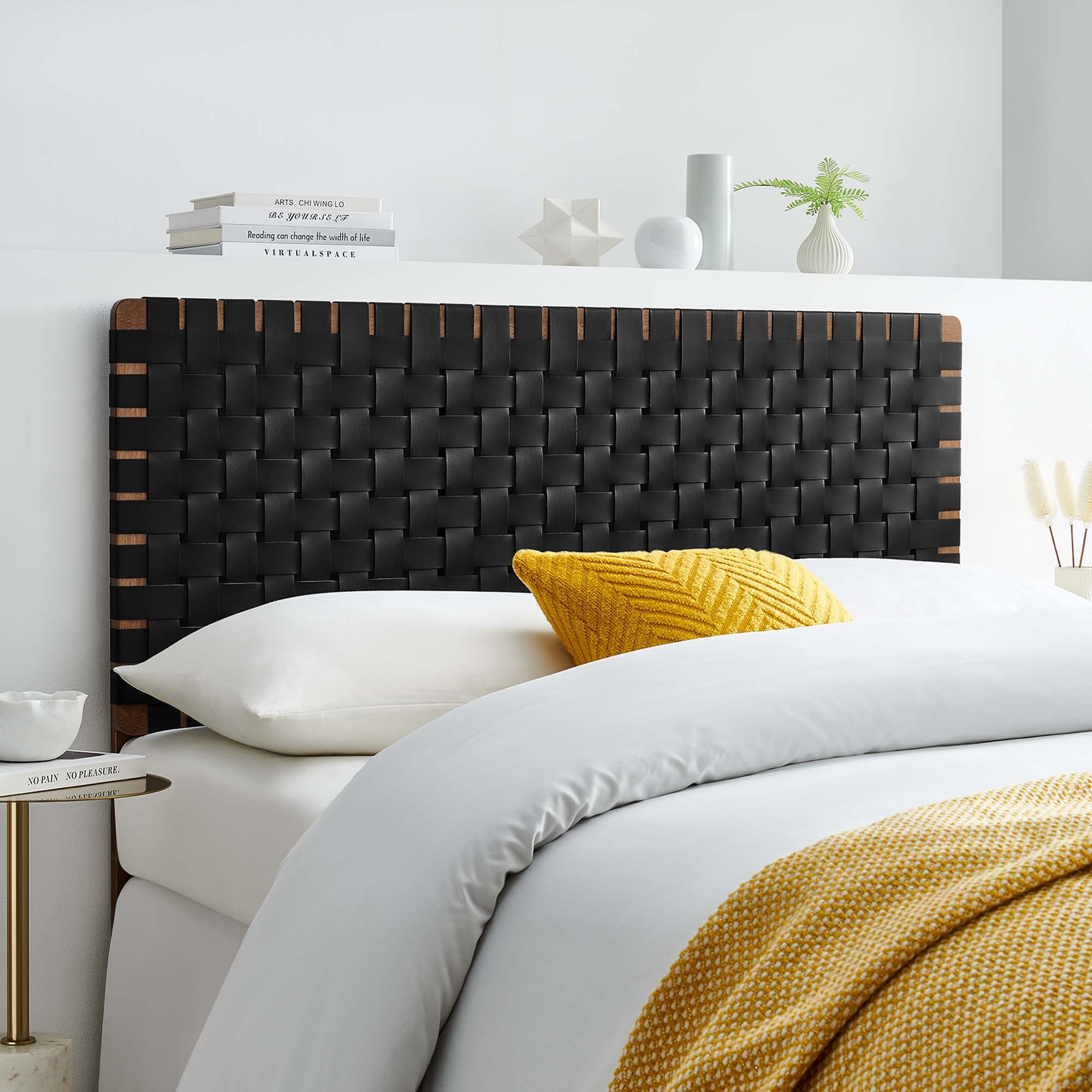 Sparta Weave Vegan Leather Full Headboard - Walnut Black (MOD-7123-WAL-BLK)