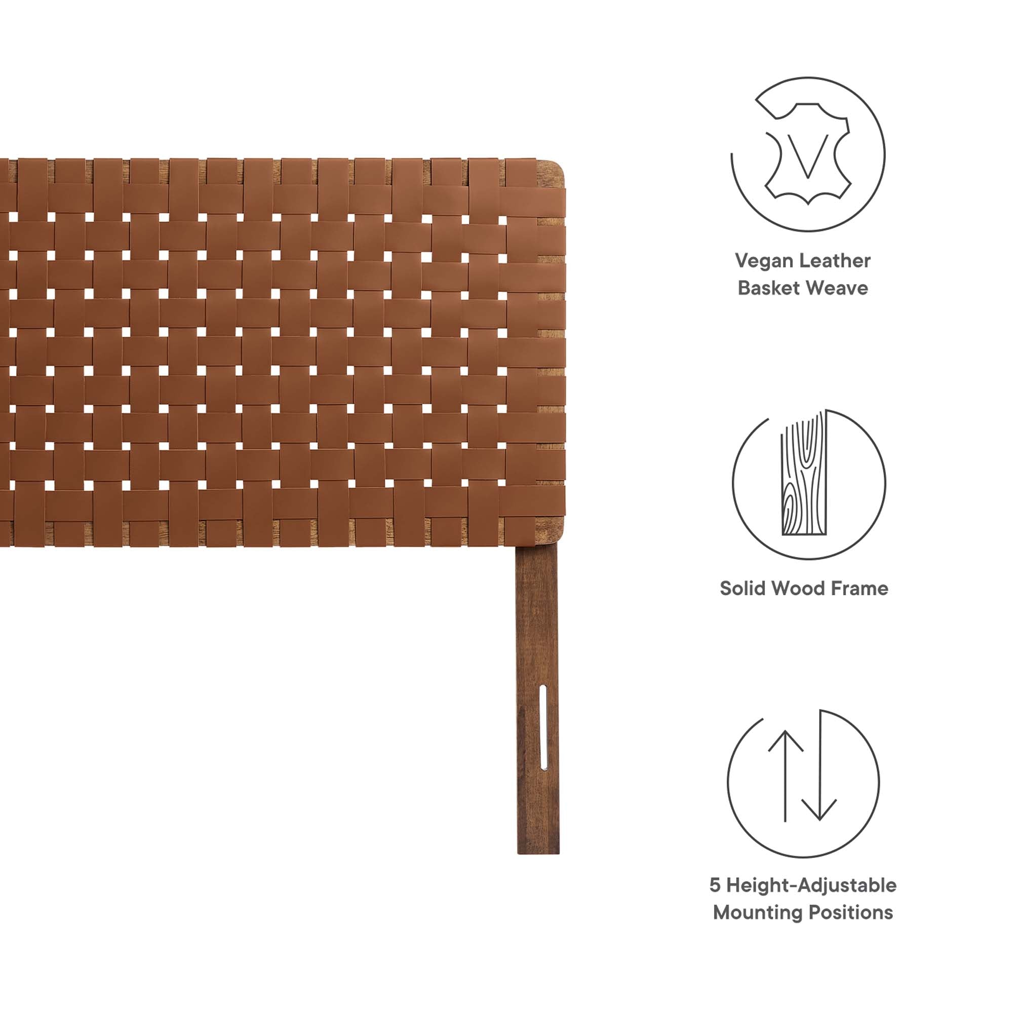 Sparta Weave Vegan Leather Full Headboard - Walnut Brown (MOD-7123-WAL-BRN)
