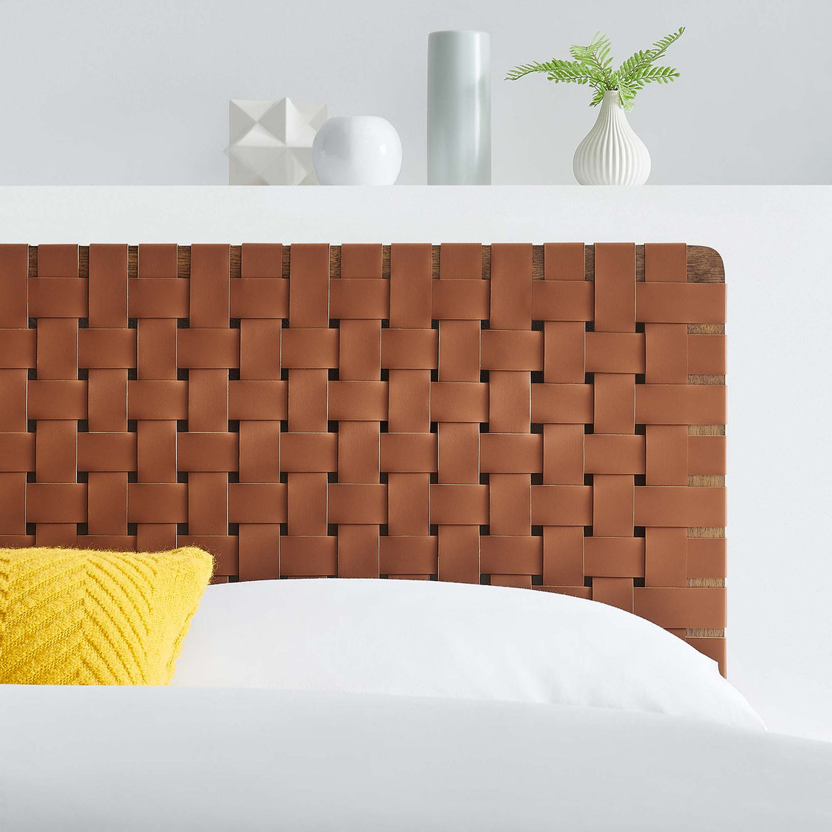 Sparta Weave Vegan Leather Full Headboard - Walnut Brown (MOD-7123-WAL-BRN)