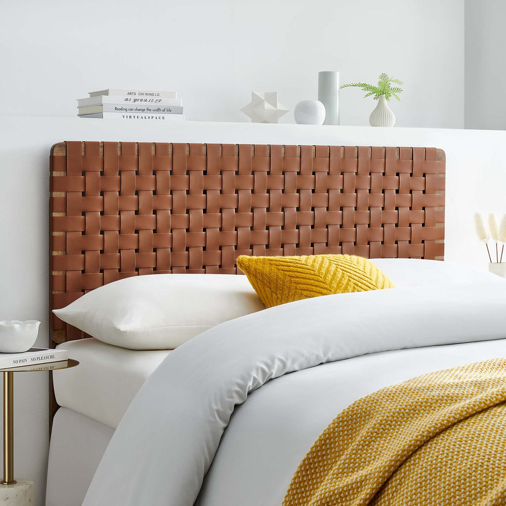 Sparta Weave Vegan Leather Full Headboard - Walnut Brown (MOD-7123-WAL-BRN)