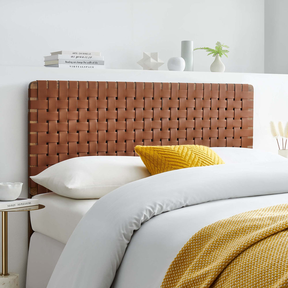 Sparta Weave Vegan Leather Full Headboard - Walnut Brown (MOD-7123-WAL-BRN)