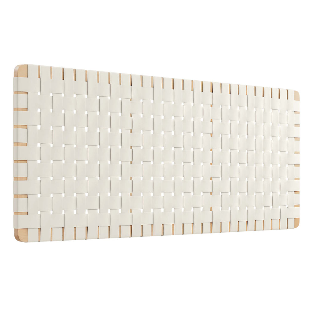Sparta Weave Wall-Mount Vegan Leather Queen Headboard - Natural Beige