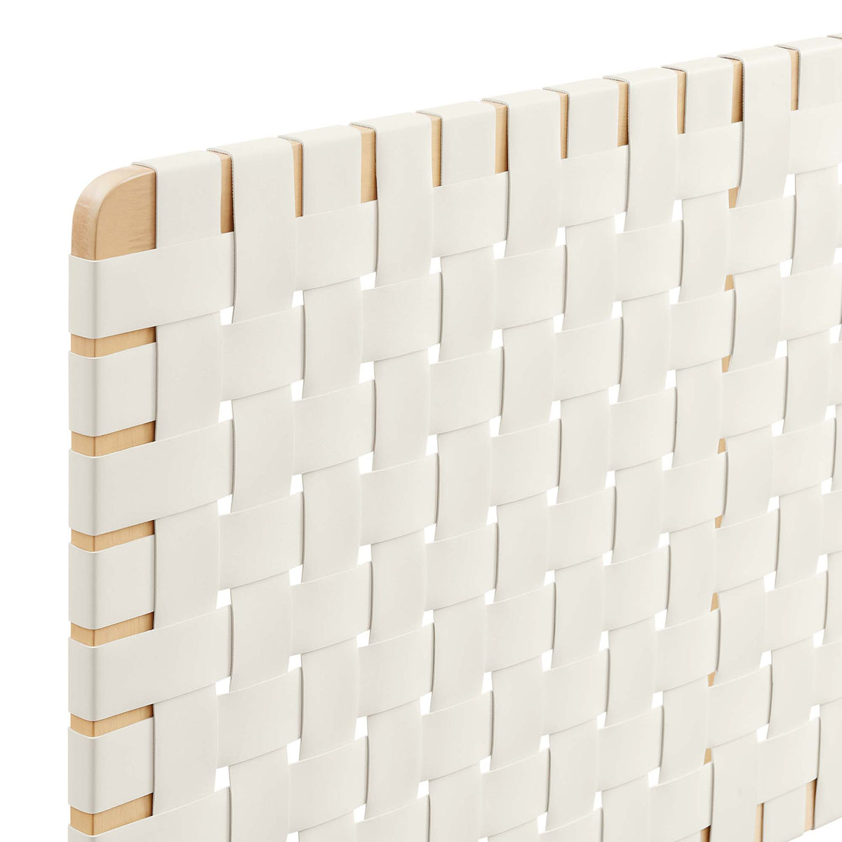 Sparta Weave Wall-Mount Vegan Leather Queen Headboard - Natural Beige