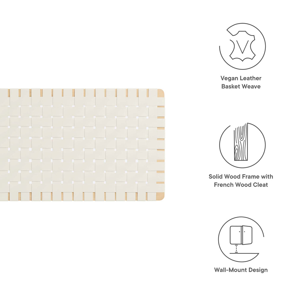 Sparta Weave Wall-Mount Vegan Leather Queen Headboard - Natural Beige