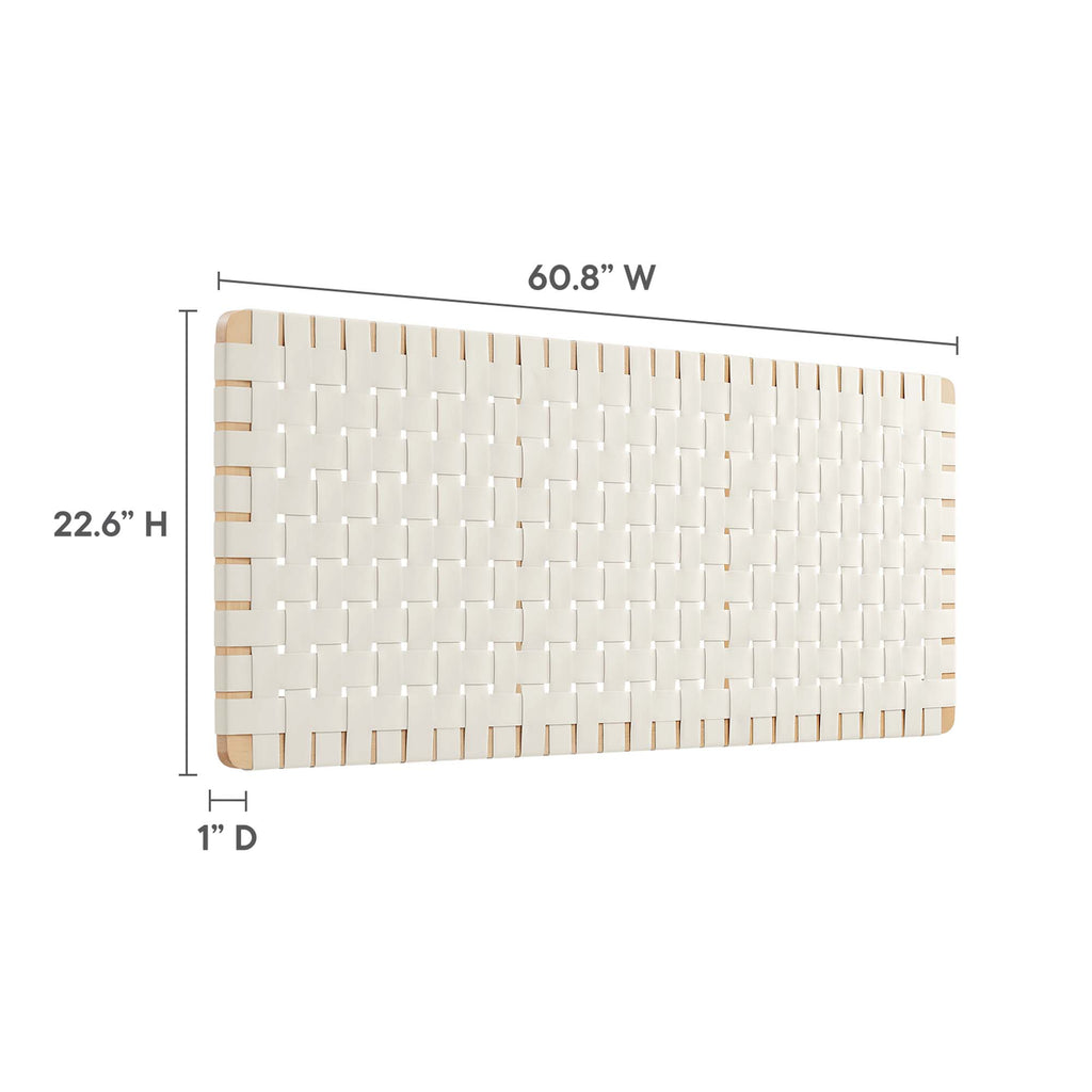 Sparta Weave Wall-Mount Vegan Leather Queen Headboard - Natural Beige