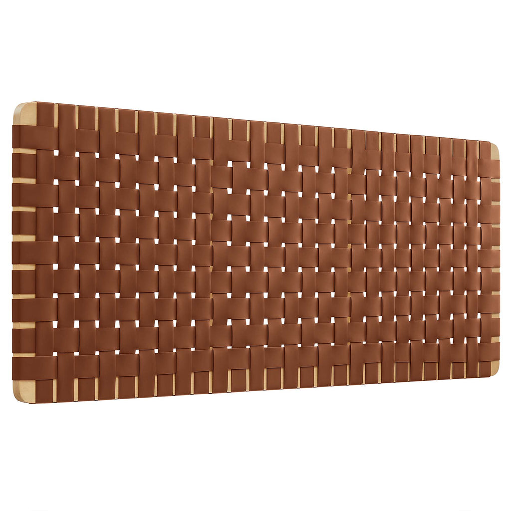 Sparta Weave Wall-Mount Vegan Leather Queen Headboard - Natural Brown