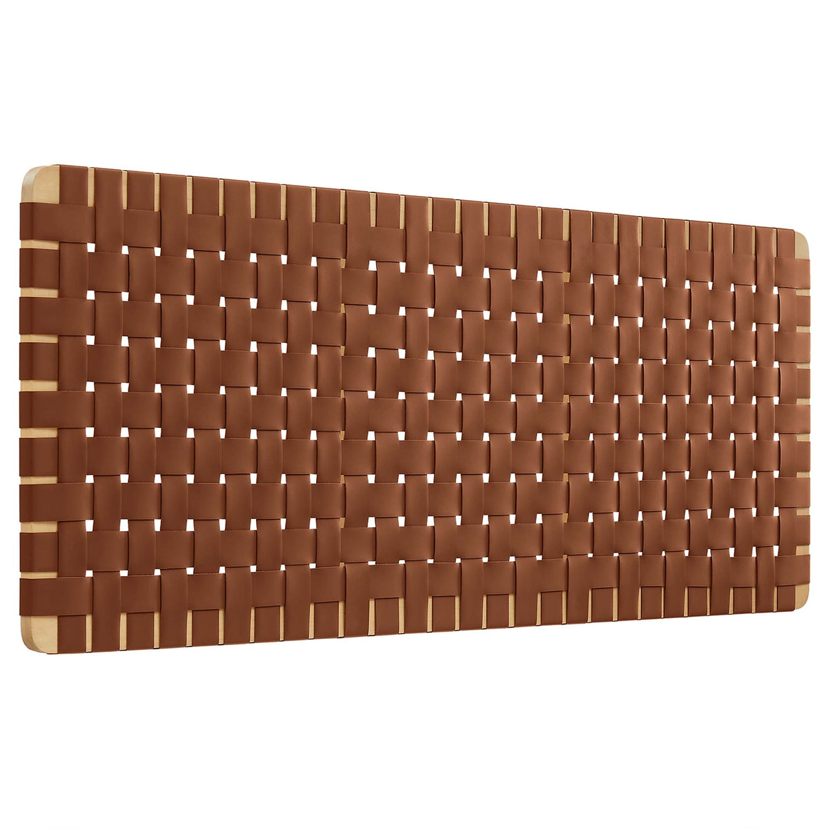 Sparta Weave Wall-Mount Vegan Leather Queen Headboard - Natural Brown