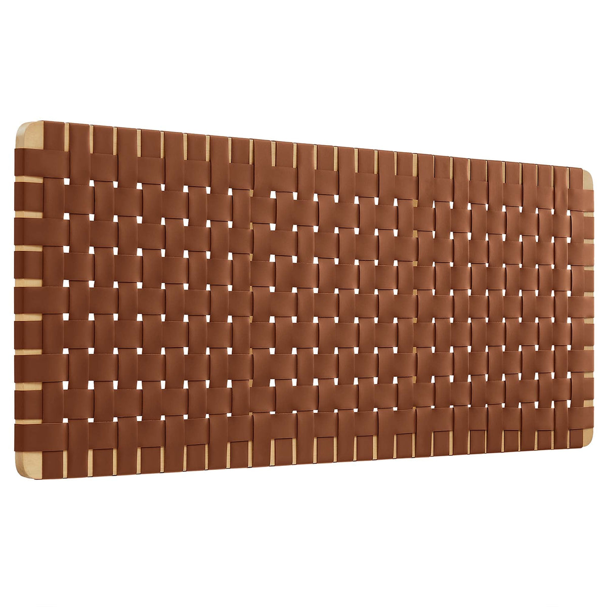 Sparta Weave Wall-Mount Vegan Leather Headboard - Natural Brown — Natural Brown Queen