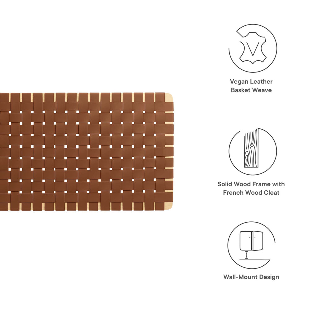 Sparta Weave Wall-Mount Vegan Leather Queen Headboard - Natural Brown